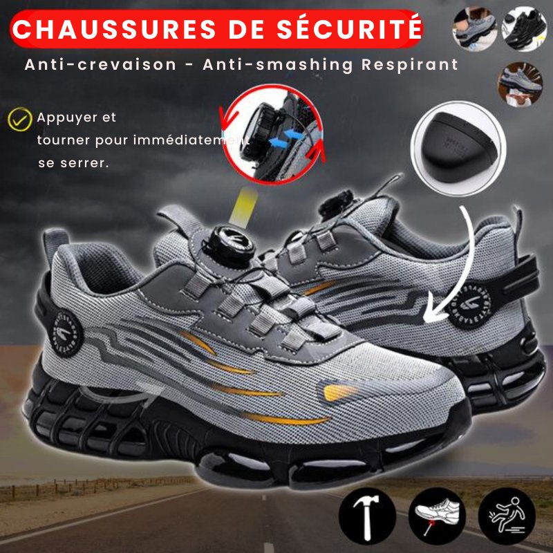 Lusteval Z90 Chaussures de sécurité ultralégères et résistantes avec embout en acier et boucle pivotante